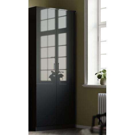 Canterbury Black/Black High Gloss 2 door wardrobe