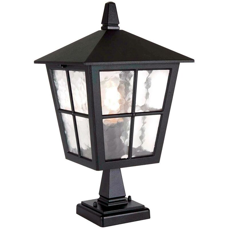 Elstead Canterbury - 1 Light Outdoor Pedestal Lantern Black IP43, E27