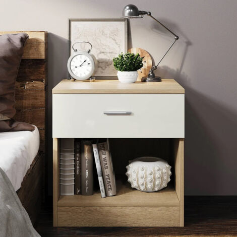 Canterbury Oak/Cream High Gloss 1 drawer bedside