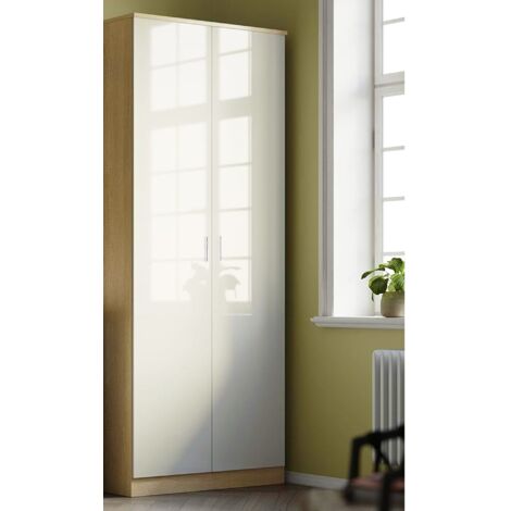 Canterbury Oak/Cream High Gloss 2 door wardrobe
