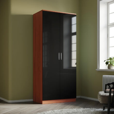 Canterbury Walnut/Black High Gloss 2 door wardrobe