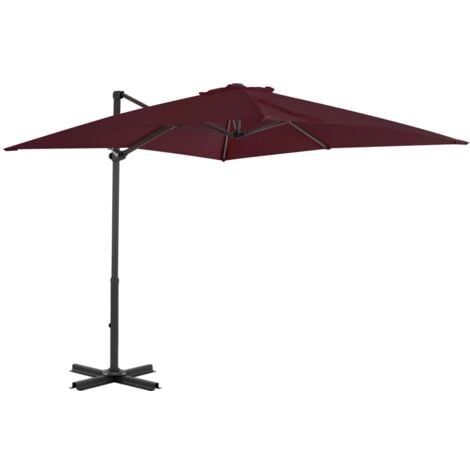 Cantilever Garden Parasol with Aluminium Pole Bordeaux Red 250x250 cm vidaXL