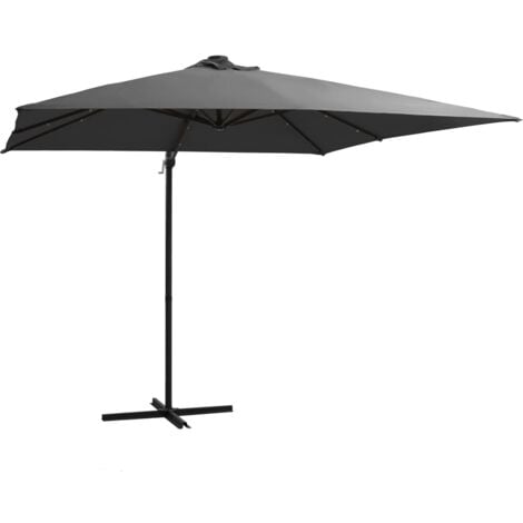 Cantilever Garden Parasol with LED lights and Steel Pole 250x250 cm Anthracite vidaXL
