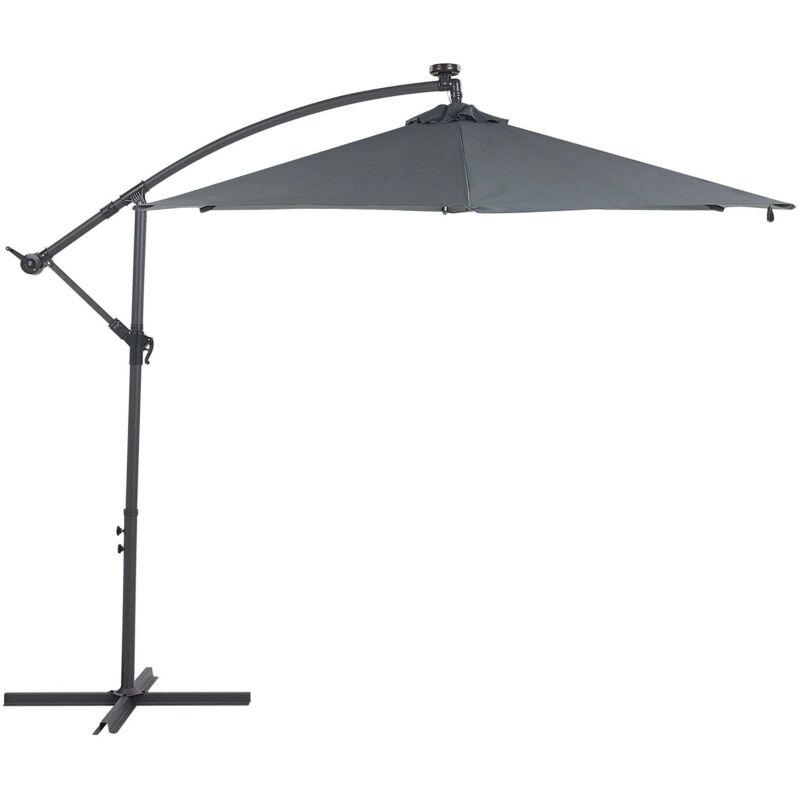 Beliani - Modern Outdoor Garden Cantilever Parasol Polyester Canopy Led Grey Corval