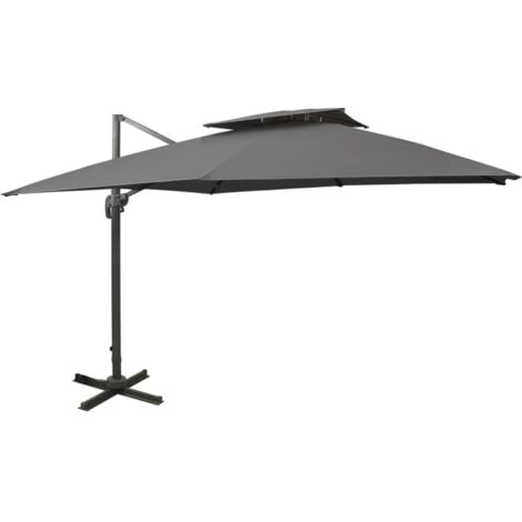 Cantilever Garden Parasol，Outdoor Parasol with Double Top 300x300 cm Anthracite VSVS790163