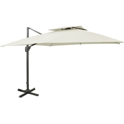 Cantilever Garden Parasol，Outdoor Parasol with Double Top 300x300 cm Sand VSVS915019