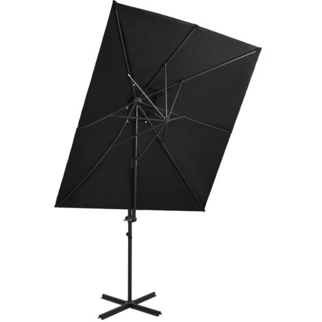 Cantilever Garden Parasol，Outdoor Parasol with Double Top Black 250x250 cm VSVS495554