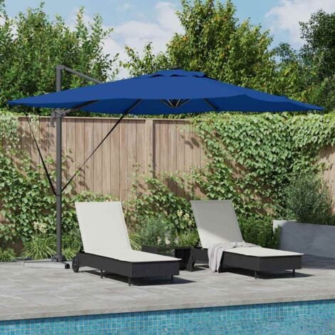 Cantilever Roma Parasol with LEDs in Azure Blue – 286 x 285 x 270 cm, Aluminium. vidaXL