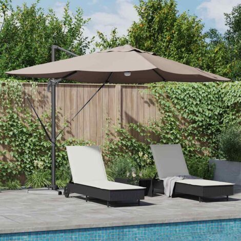 Cantilever Roma Parasol with LEDs Taupe 352x251x265 cm Aluminium vidaXL