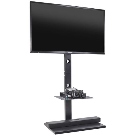 main image of "Cantilever Steel Floor TV Stand with 2 Shelves Bracket for 32-65 inch LED LCD TV"
