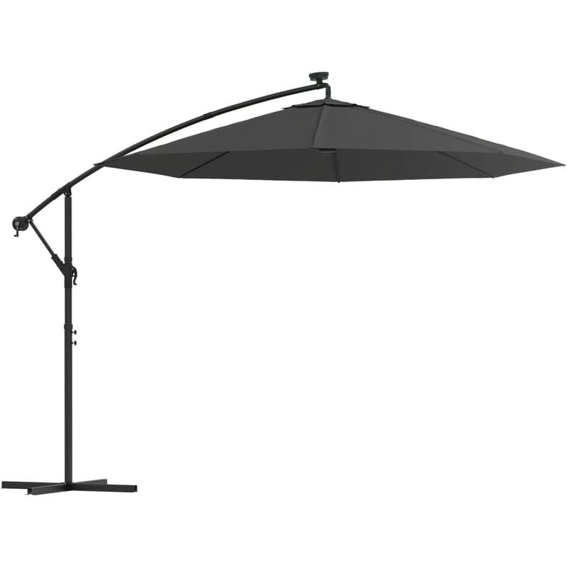 Vidaxl - Cantilever Garden Parasol with led Lights and Steel Pole 300 cm Anthracite