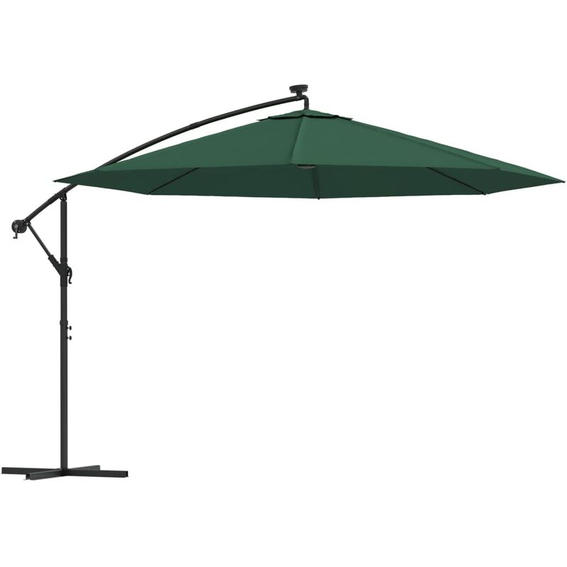 Vidaxl - Cantilever Garden Parasol with led Lights and Metal Pole 350 cm Green