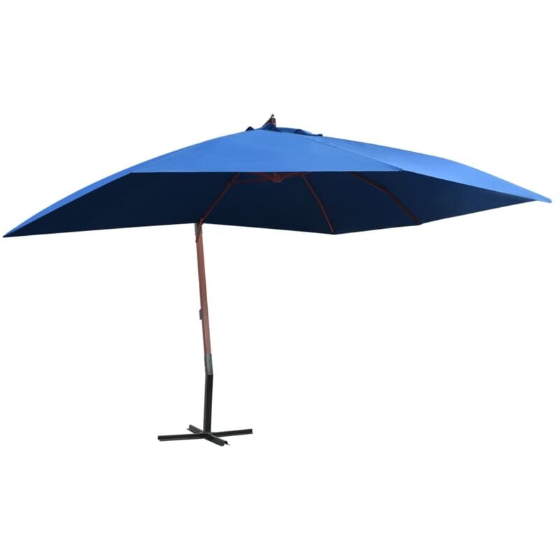 Hanging Garden Parasol with Wooden Pole 400x300 cm Blue Vidaxl