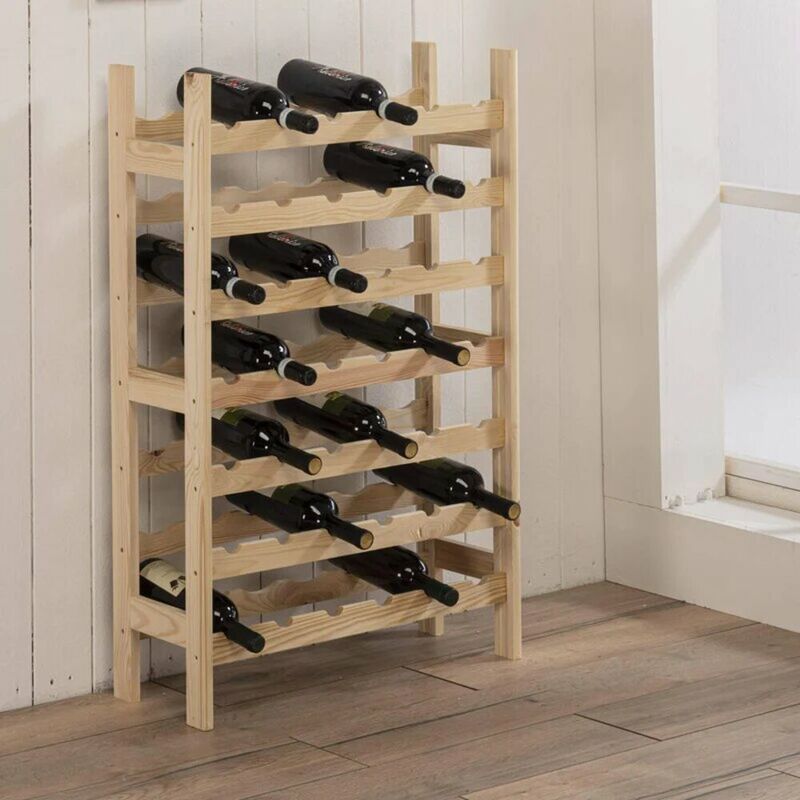 Image of Prezziaffare - Cantinetta componibile portabottiglie vino in legno di pino naturale