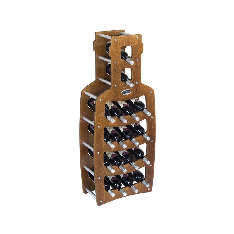 Cantinetta Portabottiglie in Legno Scaffale mobile per Bottiglie vino MADE IN ITALY mod. Bottiglia Noce B.18 L50 x P25 x 120H