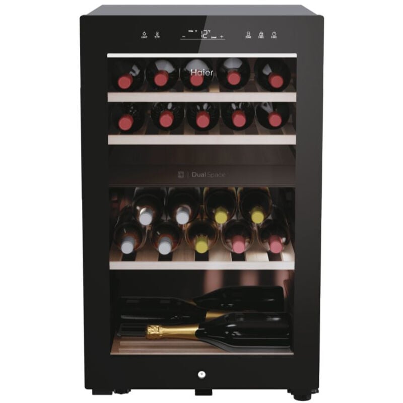 Cantinetta Vino Haier HWS42GDAU1 con Compressore Libera Installazione Luci 3D Natural Airflow System Nero