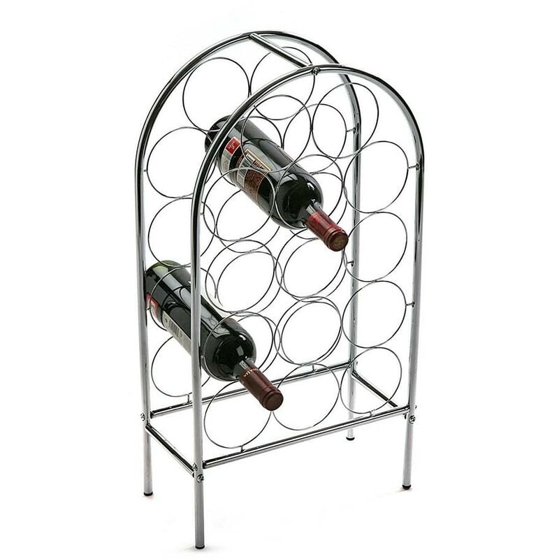 Image of Cantinetta porta bottiglie di vino 14 posti mobile cantina per bottiglia scaffale inox elegante resistente