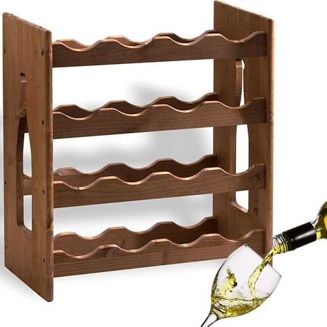 CASARIA Portavini 12 Bottiglie in Legno di Acacia 90x 50x 30 cm Cantina  Cucina Soggiorno Portabottiglie Botte Scaffale Rustico