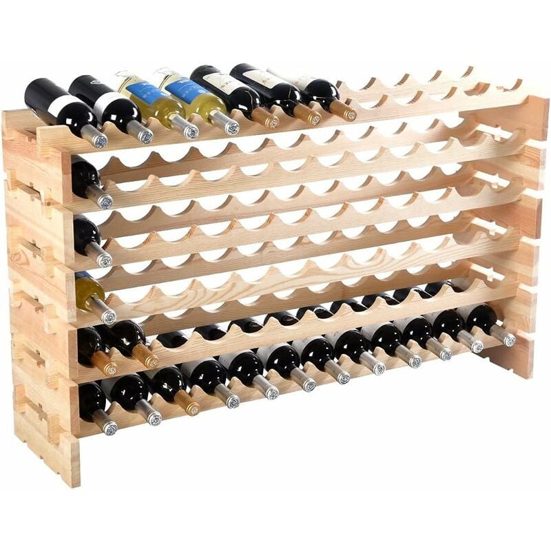 Image of 72 Portabottiglie per Bottiglie di Vino/ Scaffale Porta Vino in Legno di Pino per Casa Bar-119x71,5x29 cm - Goplus