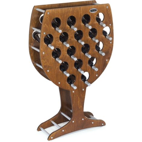 Cantinetta Portabottiglie in Legno Scaffale mobile per Bottiglie vino MADE IN ITALY mod. Calice  Noce B.18 L75 x P25 x 120H