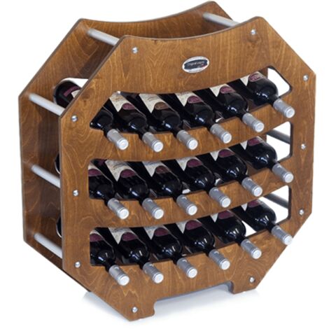 Cantinetta Portabottiglie in Legno Scaffale mobile per Bottiglie vino MADE IN ITALY mod. Ottagono  Noce B.18 L75 x P25 x 75H
