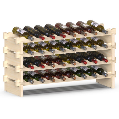 Cantinetta Portavino in Legno Naturale con 32 Scomparti Vino Bar Portabottiglie
