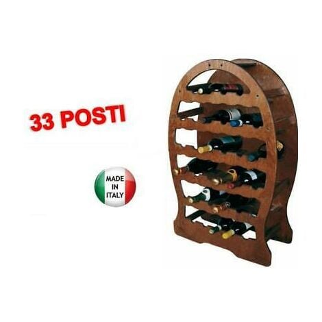Cantinette portabottiglie in legno botte a 33 posti cm 61x26,5x96h cantinetta