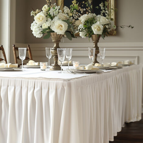 Cantonnière pour table de banquet, jupe de table BLANCHE 5,65 m