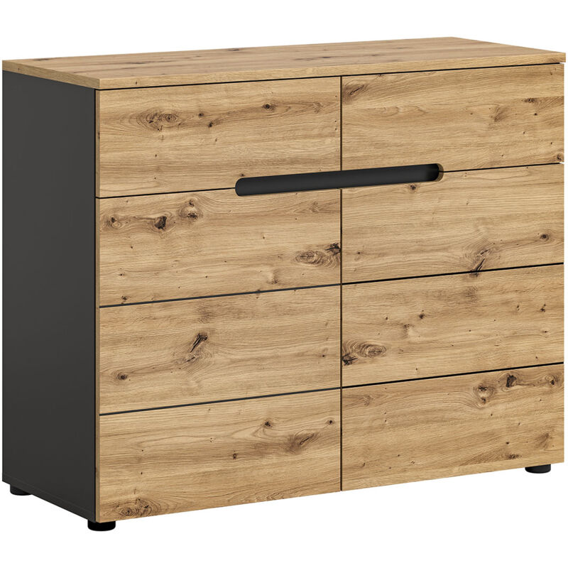 Canu commode 2 tiroirs 2 portes chêne décor.