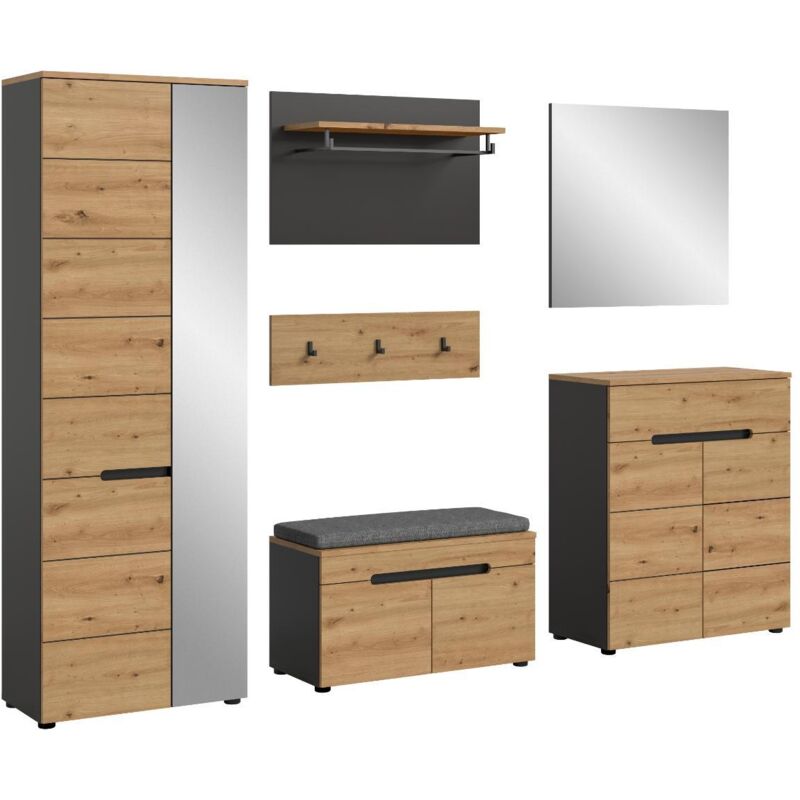 Ebuy24 Canu Garderobenmöbel Set C4 Inkl. Kissen Eiche Dekor, Grau.