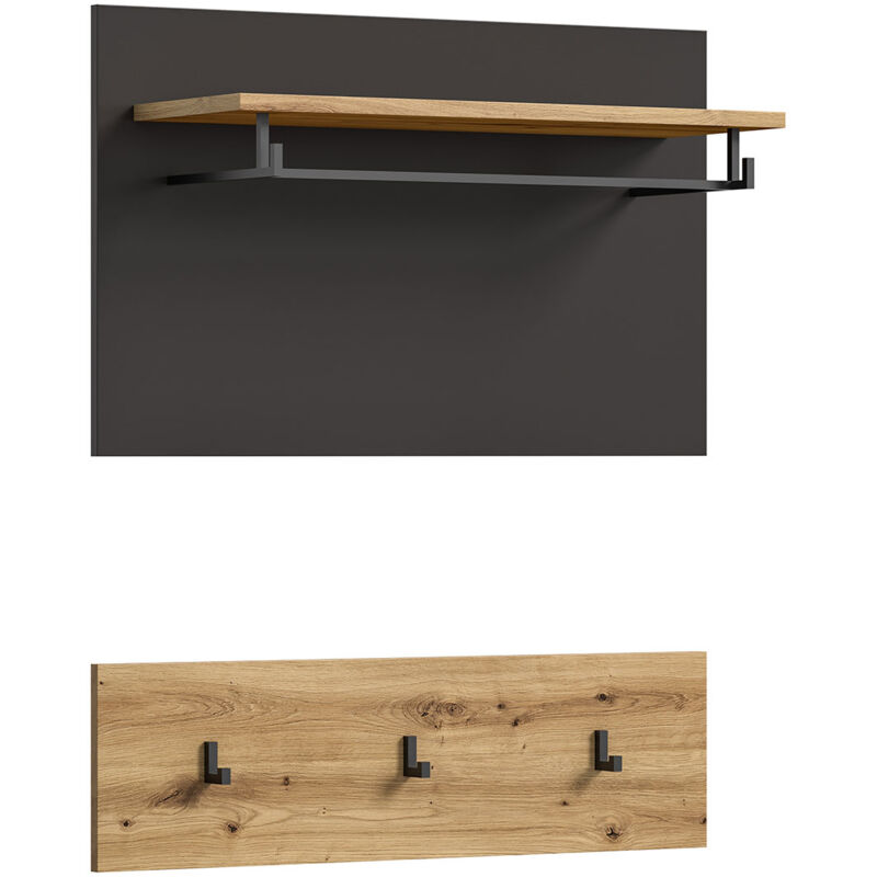 Ebuy24 - Canu porte-manteau 3 crochets 1 étagère chêne décor.