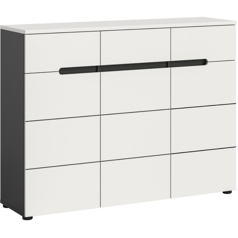Ebuy24 Canu Schuhschrank 3 Türen, 3 Schubladen Weiß, Grau.