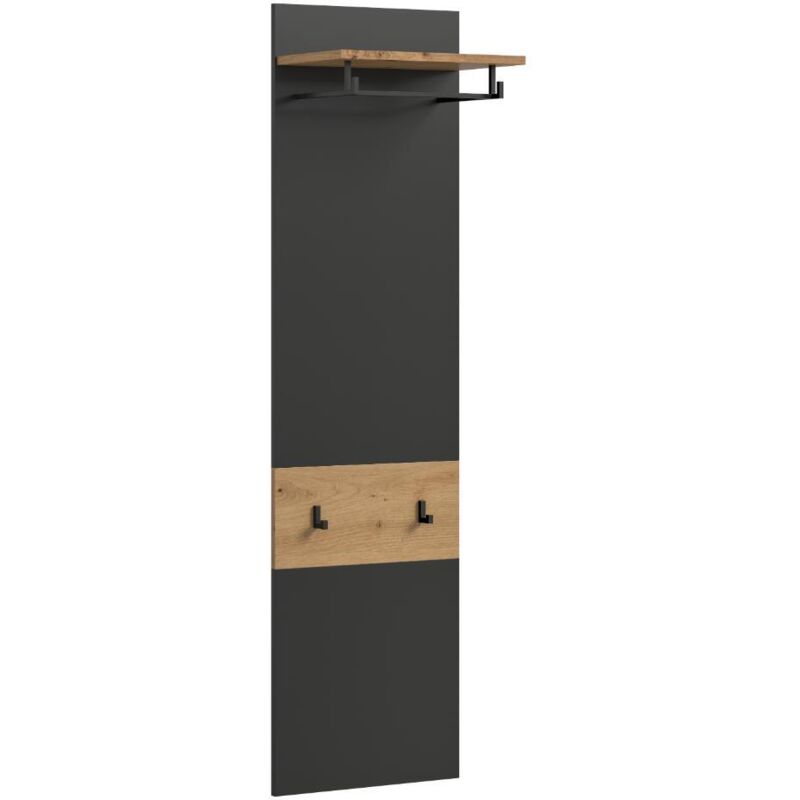 Ebuy24 Canu Wandgarderobe 2 Haken Eiche Dekor, Grau.