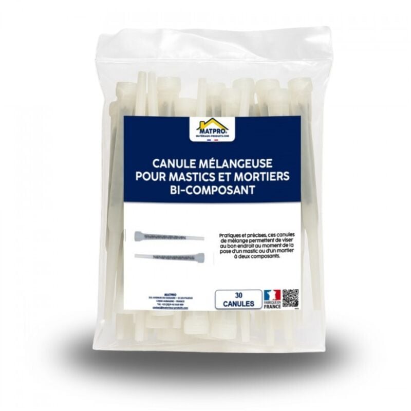 Canule mélangeuse pour mastics et mortiers bi-composant - 30 unités Transparent Matpro
