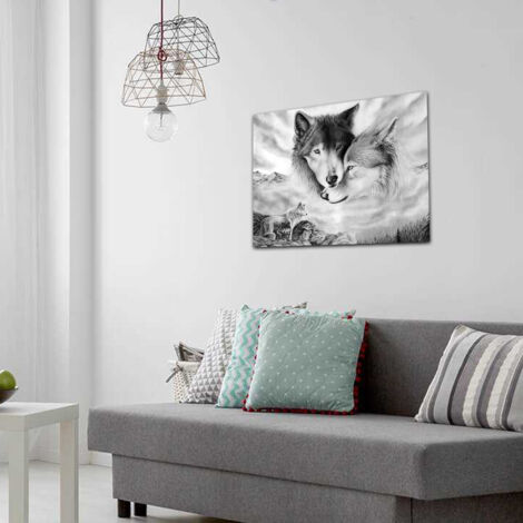 [Canvas] [Anonyme] [Wolf Art] Tableau de Loup sans Cadre - Non-Tissé Imperméable 40x60cm ou 30x40cm, Décor Moderne pour Salon, Chambre, Restaurant