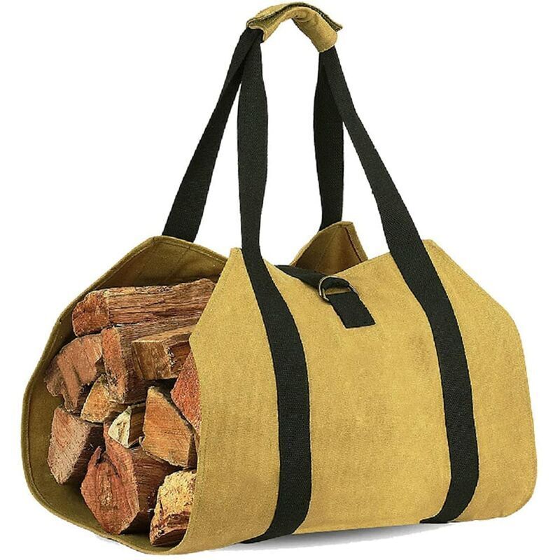 Image of Canvas Firewood Carrier Tote Bag,Fireplace Wood&hellip;