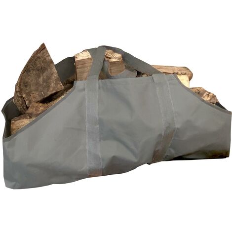 Canvas Log Carrier Firewood Bag in French Grey