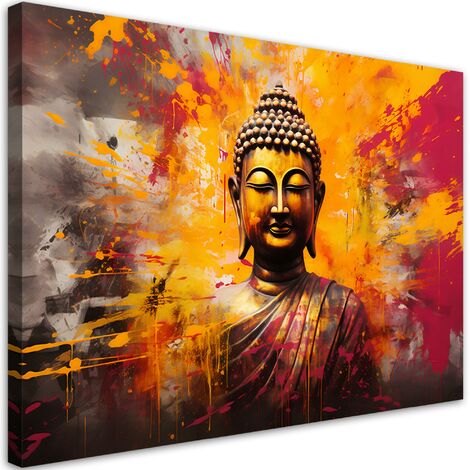 Canvas print, Buddha statue colourful abstract - 100x70