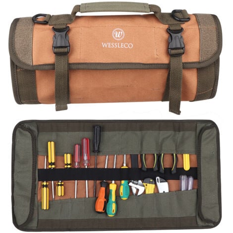 Canvas Reel Tool Bag Portable Thickening Repair Tool Storage Hardware Tool Kit Tool Bag-Black