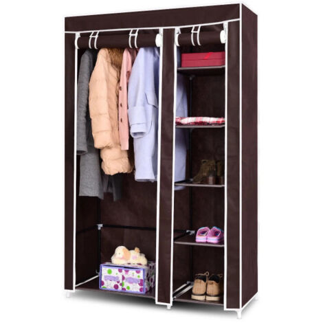 Canvas Storage Cabinet, Storage Cabinet - Wardrobe/Closet in Non-woven Fabric/Clothes Cabinet (coffee)