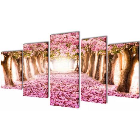 Canvas Wall Print Set Cherry Blossom 200 x 100 cm VD08824
