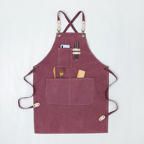 Canvas work aprons, heavy duty tool apron to provide protection (purple)