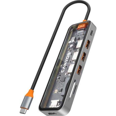 CANYON HUB DS-13 7 en 1 4k USB-C Transparente