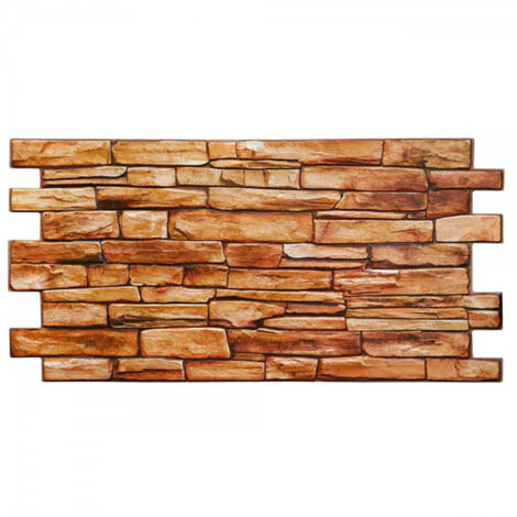 CANYON STONE - Panneau mural en PVC imitation pierre effet 3D cache-moisissure 98x48 cm 2 pc 1 m²