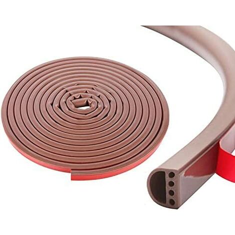 caoutchouc de silicone Météo Strip,Seal Design multi-trous bande pour portes et fenêtres,auto Professionnel adhésif étanche Soundproof anti-poussière coupe-vent,6M(D1412mm6Mx1, Marron)