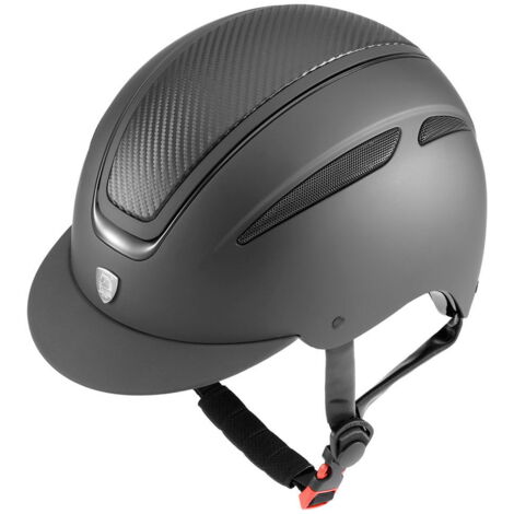 Cap Tattini Marte con placca carboon look e profilo lucido, rotella di regolazione : 56-58 cm, Nero