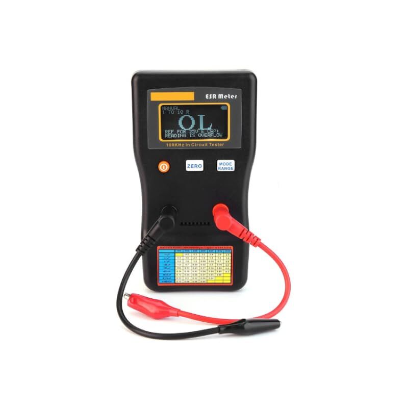 Capacimètre Capacitance Testeur, 0.001-100.0R ESR Gamme Automatique Compteur Testeur de Condensateur Numérique Compteur de Résistance Interne du