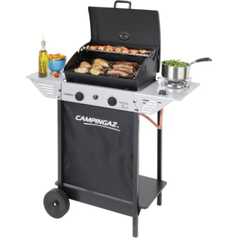 Capaldo – Barbecue à gaz en pierre de lave – 2 brûleurs en acier – Brûleur latéral 2,1 kW – Surface de cuisson 44,5 x 34,5 cm – Allumage piézoélectrique - Xpert100LS