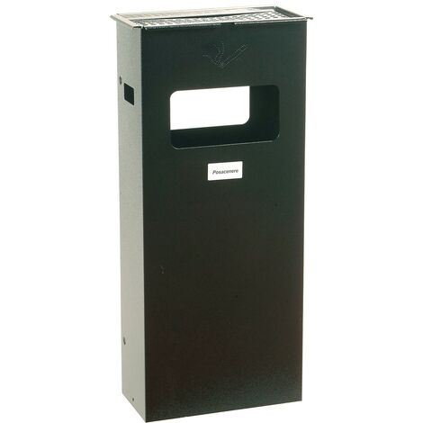 Capaldo – Corbeille à papier extérieure avec cendrier amovible – Tôle peinte époxy – Dimensions 30x15x70 cm – Grille inox pour nettoyage facile - 39extA
