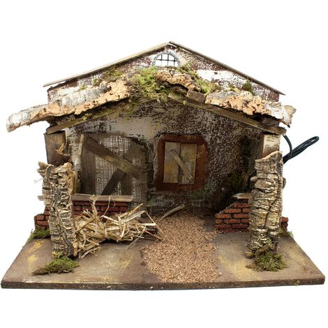 CAPANNA 42X19X30CM CON LUCE PER PRESEPE PRESEPISTICA